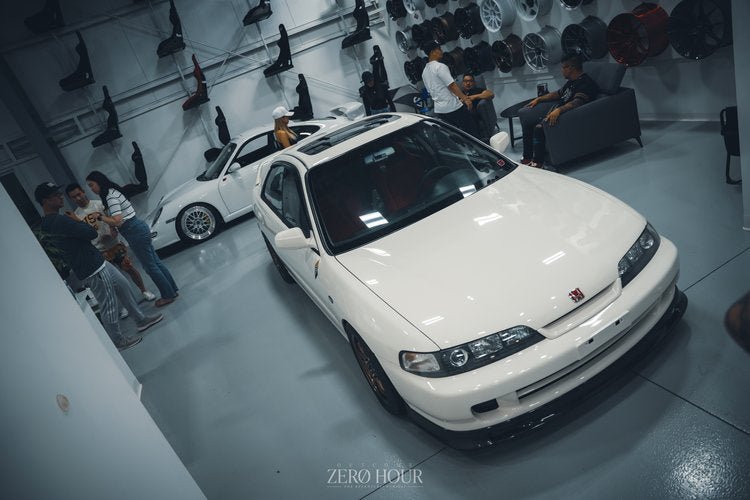 Built engine bay with blue intercooler piping and turbo