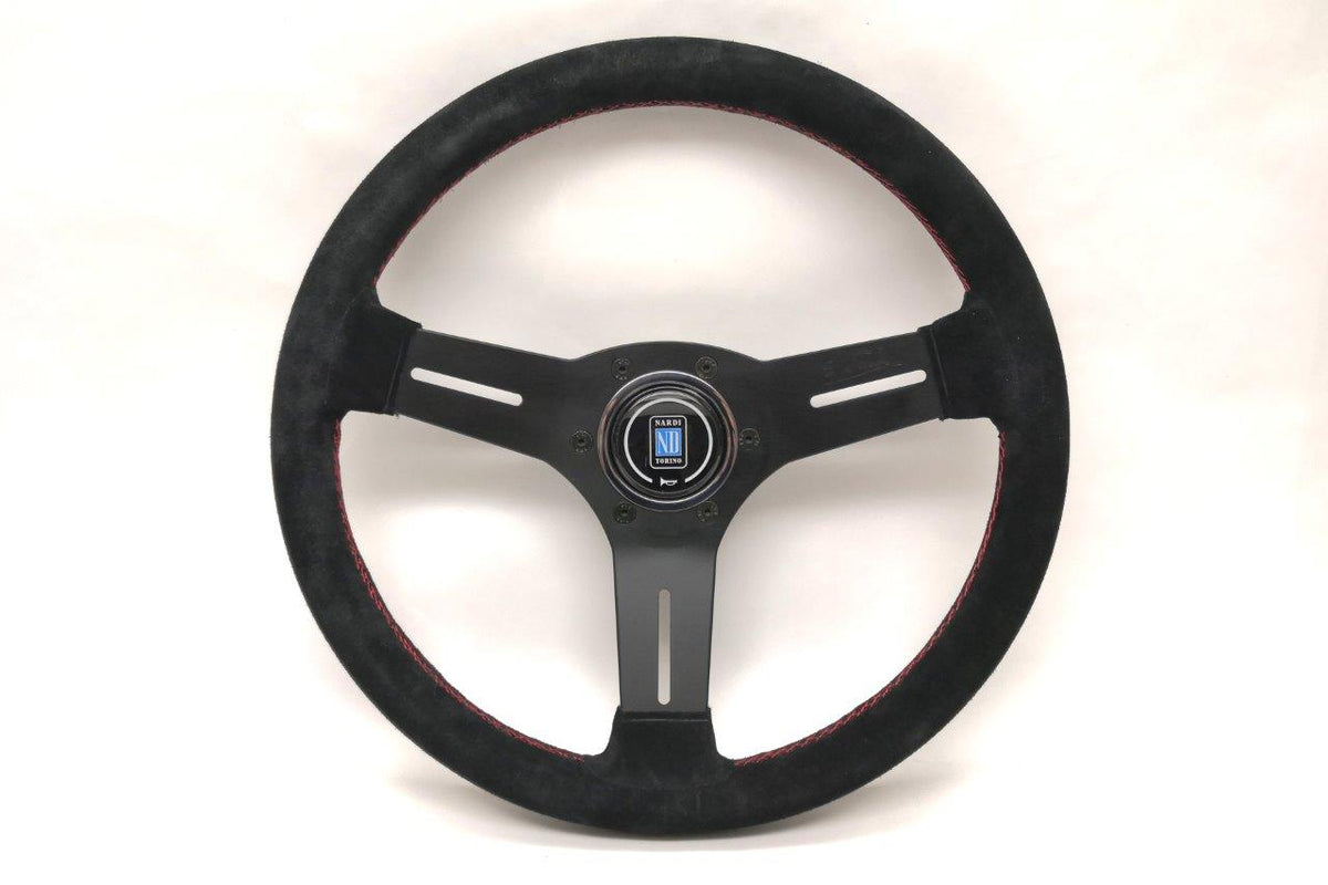 NARDI COMPETITION 330MM STEERING WHEEL - BLACK SUEDE / RED STITCH