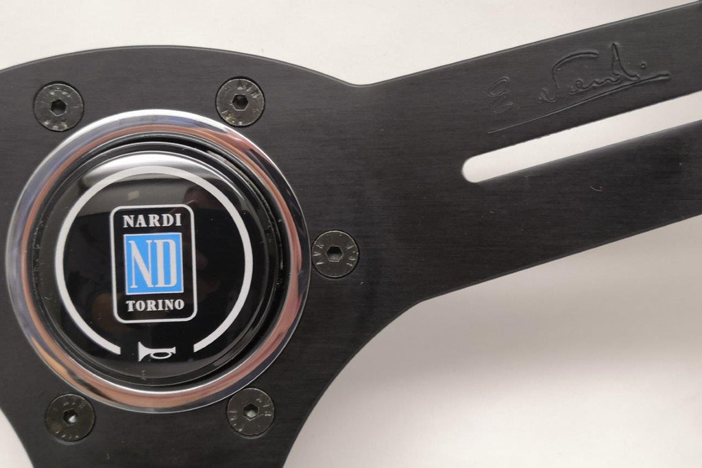 NARDI COMPETITION 330MM STEERING WHEEL - BLACK SUEDE / RED STITCH