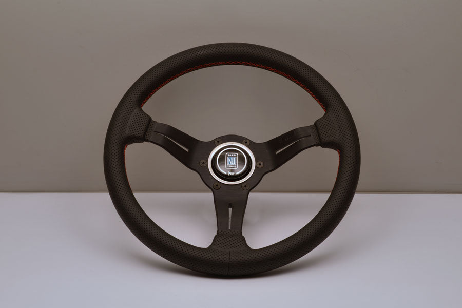 Nardi Deep Corn 330 Black Spokes Black Perforated Leather Red Stitch