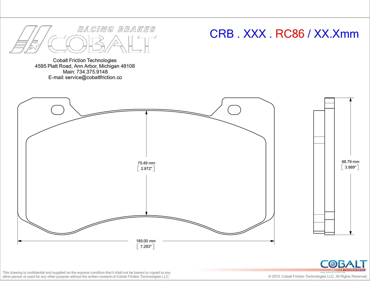 Cobalt XR1 Front Pad - G8X M2